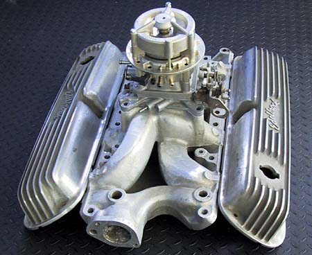 MM propane mixer mocked up on Edelbrock 289 intake manifold